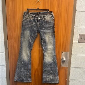 True Religion Blue Flare Wide Leg Jeans